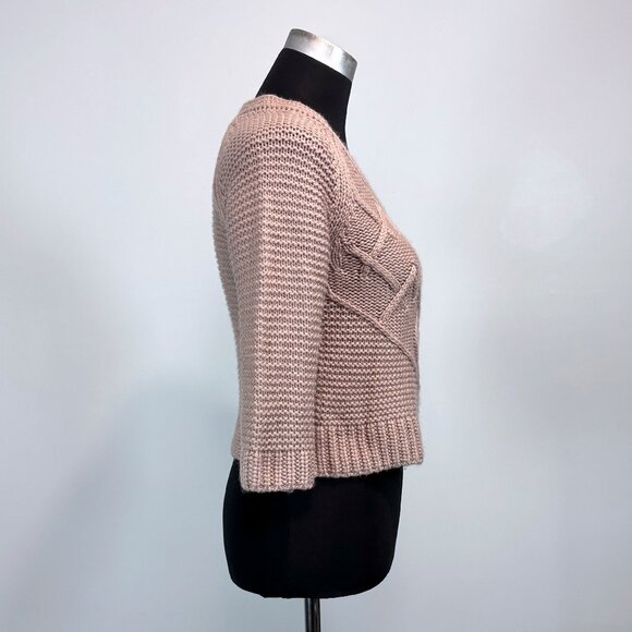 Moda International Dusty Rose Cropped Knit Sweater, 3/4 Raglan Sleeve, sz S - Picture 5 of 13